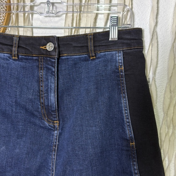 ME+EM NWT A-Line Multi Tone Blue and Black Denim Midi Skirt Size US10 - Picture 9 of 11